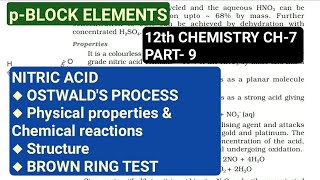 12th Chemistry Ch7Part9Nitric Acid Preparation amp Chemical reactionsStudy with Farru [upl. by Tyoh]