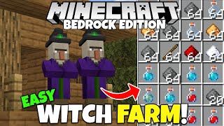 Minecraft Bedrock Easy WITCH FARM Tutorial GunpowderRedstone Farm MCPE Xbox PS5 PC [upl. by Suirad203]