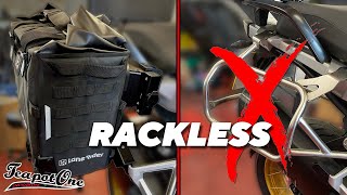 Lone Rider RACKLESS MotoBags  unboxing install amp REVIEW [upl. by Aizahs82]