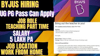 BYJUS hiring  Work From Home Jobs 2023 No Experience  Work From Home Jobs [upl. by Euqinahs533]