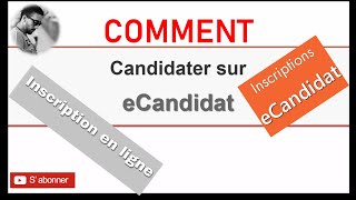 التسجيل عبر ECandidat Postuler à une formation sur eCandidat [upl. by Airual950]