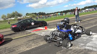 230HP Super Kart vs 1300HP Porsche 9ff vs 1088HP AUDI S4 [upl. by Teodorico]