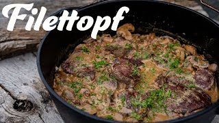 Filettopf aus dem Dutch Oven  Rinderfilet mit Champignons und Zwiebeln [upl. by Rahas]