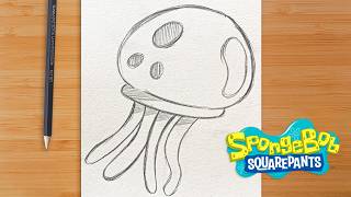 Easy Drawings 2  How to DRAW a JELLYFISH from SPONGEBOB STEP by STEP [upl. by Martina]