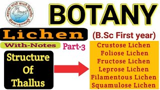 BSC 1st Year BotanyStructure of Thallus in LichensCrustose LichenFructose LichenFolioseLeprose [upl. by Carmel6]