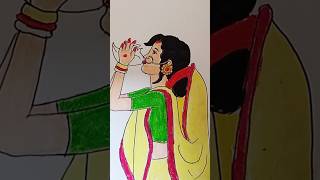 How to draw a bengali girl with shonkho 🤗art shorts shonkho [upl. by Allistir]