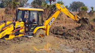 Jcb Vs Mud Video  Amazing Jcb Backhoe Driving In Pond With Skilled Backhoe Operator  Jcb Video [upl. by Heisel]