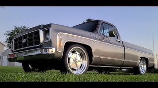 1977 Chevy C10 Squarebody Belltech 46 Drop on 22 inch Salt flats Bolt in C notch Very clean [upl. by Timmy313]