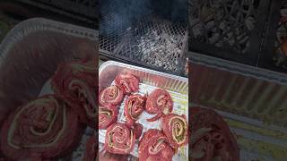 Grilling flank steak pin wheels [upl. by Leund]