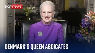 Denmarks queen abdicates after 52 years on the throne [upl. by Llerrac]