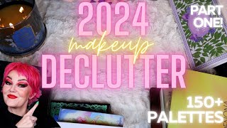 2024 HUGE MAKEUP DECLUTTER 150 PALETTES PART 1 [upl. by Lzeil]