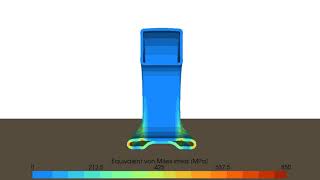 Finite element simulation of a flat tyre rolling onto a flat surface  Vertical cut view [upl. by Garaway218]