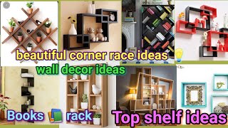 Corner wall shelves design Home wooden wall decorating ideas 2023 Wooden Bookshelf  corner racks [upl. by Tellford]