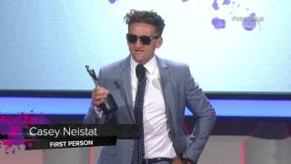 Casey Neistat Wins First Person  Streamy Awards 2016 [upl. by Ayetal698]