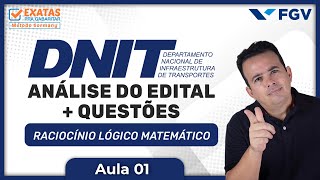 CONCURSO DNIT ANÁLISE DO EDITAL  AULA 1 com Questões  RACIOCÍNIO LÓGICO MATEMÁTICO [upl. by Noam]