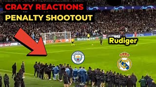 Man City vs Real Madrid penalty shootout Crazy reactions to Rudiger penalty goal [upl. by Yelnoc]