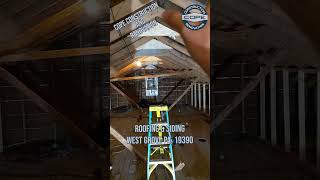 Installing Gussets in an 80 year old building as belt and suspenders to keep the rafters in place [upl. by Nottus]