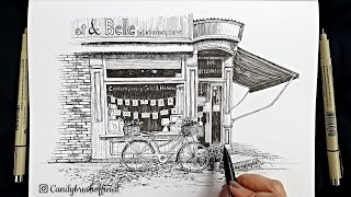 Pen amp Ink Urban Sketching Series  Drawing A Shop Front In London [upl. by Zennie]