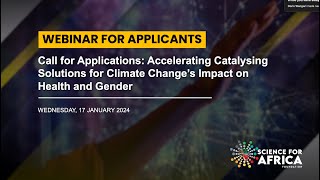 Webinar for Applicants Catalysing Solutions for Climate Change’s Impact on Health amp Gender [upl. by Ettennat]