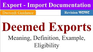 Deemed Exports Deemed Export meaning deemed export in hindi deemed export example export import [upl. by Alorac77]