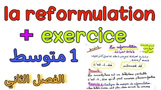 la reformulation 1AM درس إعادة الصياغة فرنسية أولى متوسط الفصل الثاني [upl. by Charlean]