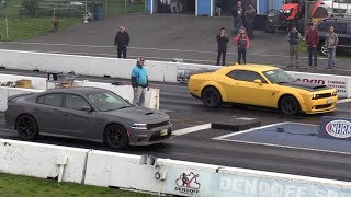 Dodge Demon vs Charger SRT 392 14 mile drag race [upl. by Burger]