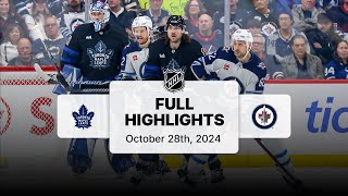 Maple Leafs at Jets  October 28 2024  NHL Full Game Highlights [upl. by Halie111]