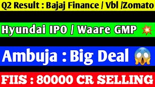 LATEST STOCK MARKET NEWS  FIIS SELLING  BAJAJ FINANCE Q2 RESULT  ZOMATO RESULT  WAREE ENERGY IPO [upl. by Ahron534]