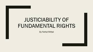 Basics of Indian Constitution Justiciability of fundamental Rights [upl. by Aratas]