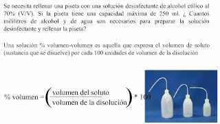 Solución porcentaje volumenvolumen solución desinfectante alcohol etílico al 70 [upl. by Sualkcin]