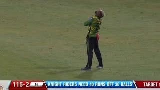 One of the best catch from Fabian Allen to dismiss Pollard fabianallen cpl2023 jamaicatallawahs [upl. by Annawit]