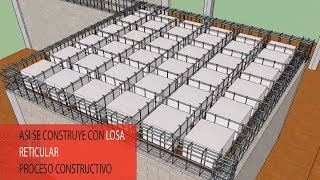 LOSA RETICULAR proceso constructivo animacion en 3D SKETCHUP [upl. by Meek]