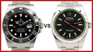 ▶ Rolex SUBMARINER vs MILGAUSS green crystal  WATCH COMPARISON [upl. by Hairakcaz]