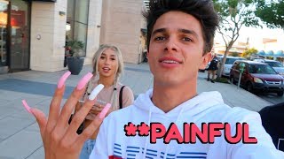 WEARING LONG ACRYLIC NAILS FOR 24 HOURS W MyLifeAsEva  Brent Rivera [upl. by Viridissa]