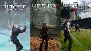 1 MINUTE OF COMBAT FROM EVERY WITCHER GAME  witcher3 gaming [upl. by Rollins335]