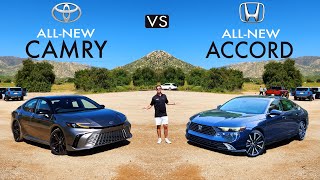 REDESIGNED RIVALS  2025 Toyota Camry XSE vs 2024 Honda Accord Touring Comparison [upl. by Felix]