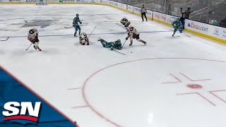 Timo Meier Gets Taken Down Gets Back Up To Fire Home Power Play Goal [upl. by Katey]