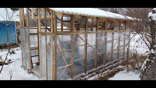 Covering the new shed walls with plastic  Nov 5 2024 [upl. by Seigler]