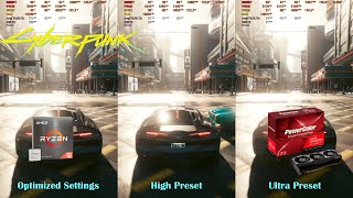 Cyberpunk 2077  6800XT 5900X  Optimized Settings vs HighUltra 1440p [upl. by Nathanoj]