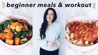 Beginner Vegan Meals  Workout Routine [upl. by Bridwell]