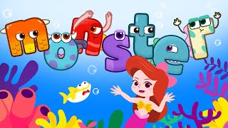 Theres a alphabet monster in the bottom of the sea  Fun song for kids [upl. by Lenahtan]