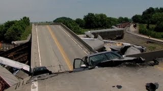 Two Freight Trains Collide Collapsing Highway Overpass [upl. by Eelyram345]