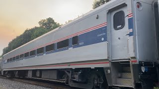 Amtrak P448 only 5 minutes behind M426 with unusual Horizon Car and locomotives 106 and 113 [upl. by Leong]