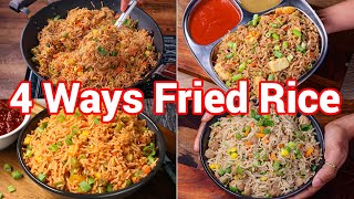 4 Ways Fried Recipe  Perfect Lunch Box Ideas  Fried Rice 4 Ways  Street Style [upl. by Hanforrd655]