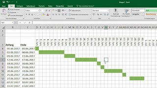 Excel GanttDiagramm erstellen  bedingte Formatierung Balkenplan Projektplan Projektmanagament [upl. by Hsejar]