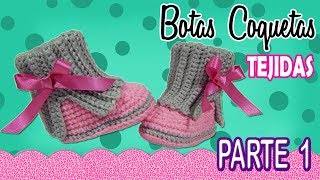 Botas coquetas para niña Tejidas a Crochet  parte 12 [upl. by Ludba]