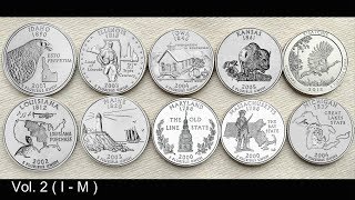 United States Mints 50 State Quarters coin collection in Alphabetical order  Vol 2  I  M [upl. by Enaffit]