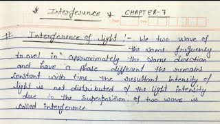 Ch7th Interference of BSc 4th semester physics of WAVES AND OPTICS proper notes [upl. by Micro]