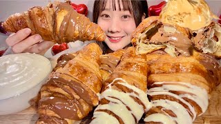 ASMR Chocolate Croissant Peanut Cream Croissant【Mukbang Eating Sounds】【English subtitles】 [upl. by Mildred]