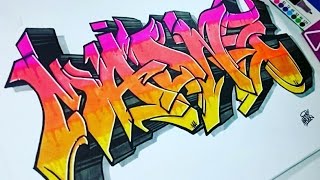 Dibujando letras de Graffiti en papel  SpeedArt [upl. by Mutz]